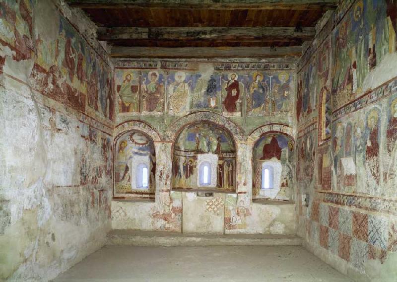 Freskenzyklus, Medianblick durch die Kapelle. Anfang 13. Jh. a Anonym Romanisch