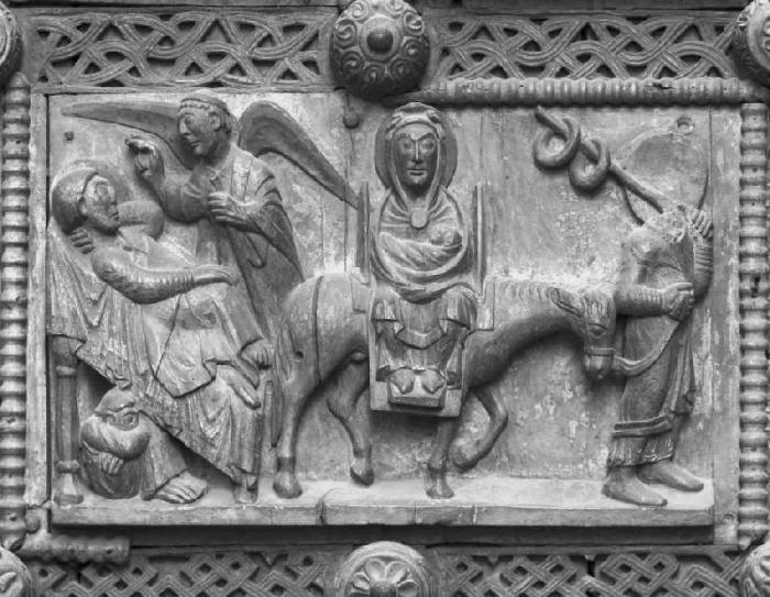 Kapitoltüre, Traum des Josephs und Flucht nach Ägypten a Anonym Romanisch