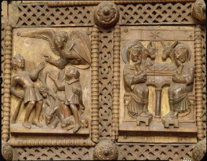 Kapitoltüre, Verkündigung an die Hirten, Geburt Christi a Anonym Romanisch