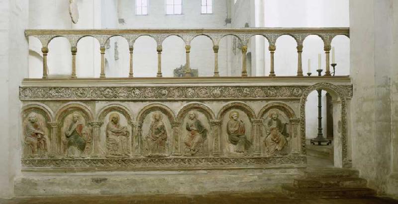 Maria mit dem Kind umgeben von 6 Aposteln (Südliche Chorschranke). Ende 12. Jh. a Anonym Romanisch