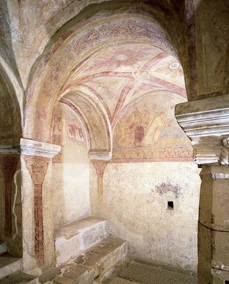 View of the Carolingian frescoes in the inner crypt a Anonym Romanisch