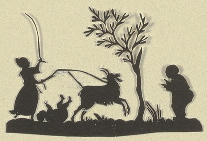 Ein Hirtenpaar mit Kind und Ziege unter einem Baum a Anonym
