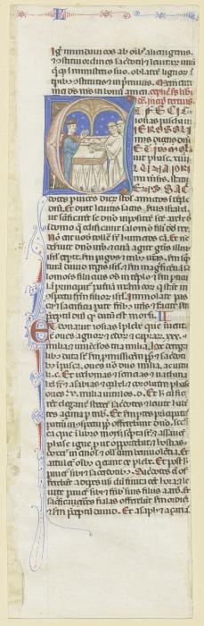 Initiale E: Ein Tieropfer wird dargebracht (verso Textfragment)