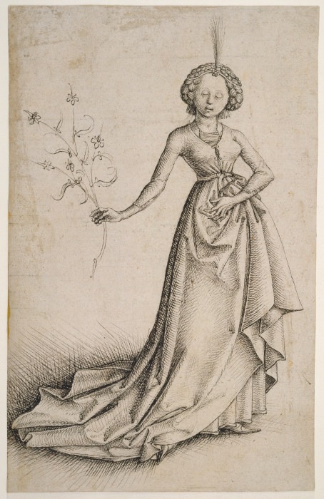 Junge Frau mit Blütenranke a Anonym