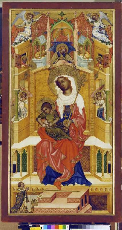 Maria with the child sitting enthroned (sucked Glatzer Madonna) a Anonym (Böhmisch)