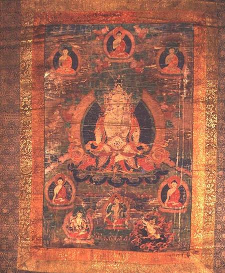 1965.10 Thangka of Vairochana's emanation Sarvavid with Eight Figures a Anonimo