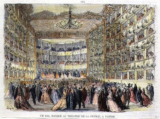 A Masked Ball at the Fenice Theatre, Venice, 19th century a Anonimo