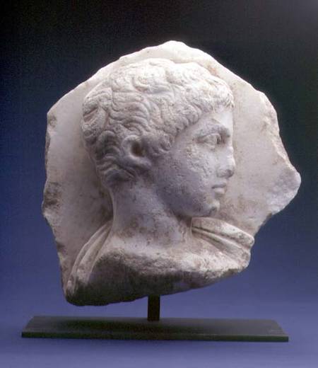 Attic relief fragment depicting the bust of a male youth in profileGreek a Anonimo