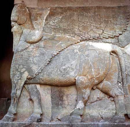 Bas-relief of an anthropomorphic bull a Anonimo