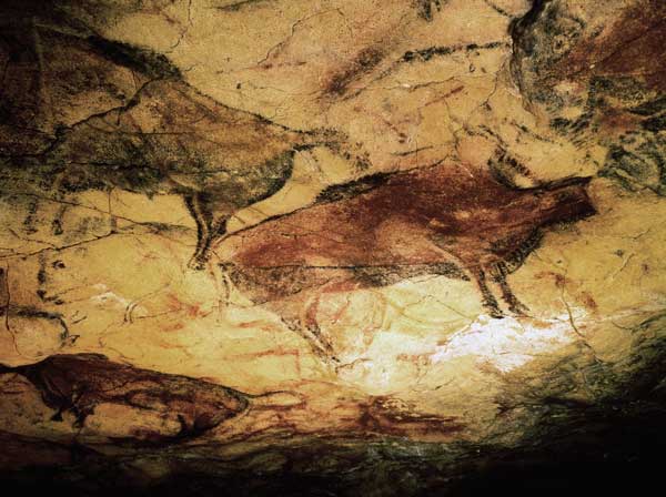 Rock painting of bison a Anonimo
