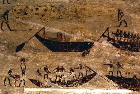 Boats going downstream, detail from a tomb wall painting,Egyptian a Anonimo