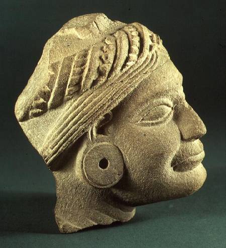 Buffed sandstone turbaned headSarnath a Anonimo