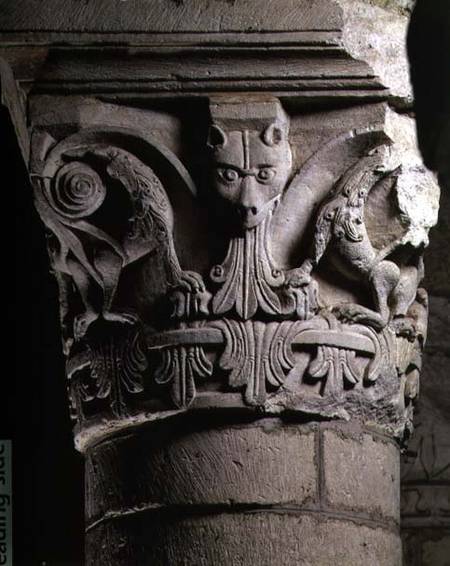 Carved column capital from the rotunda church a Anonimo