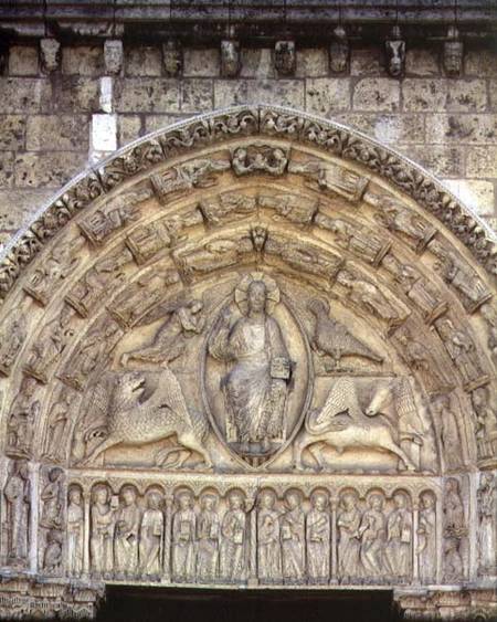 Christ in Majesty with the Evangelist Symbols and Apostles, tympanum, central door of the Royal Port a Anonimo