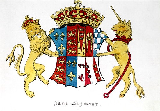 Coat of Arms of Jane Seymour (c.1509-37), third wife of King Henry VIII of England (1491-1547) a Anonimo