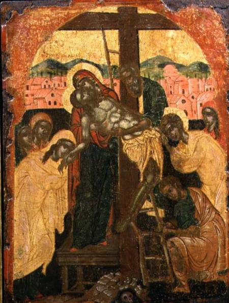 The Descent from the Cross (Deposition)Dalmatian icon a Anonimo