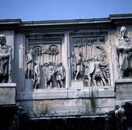 Detail from the Arch of Constantinebuilt to celebrate the Emperor's victory over Maxentius (AD 312) a Anonimo
