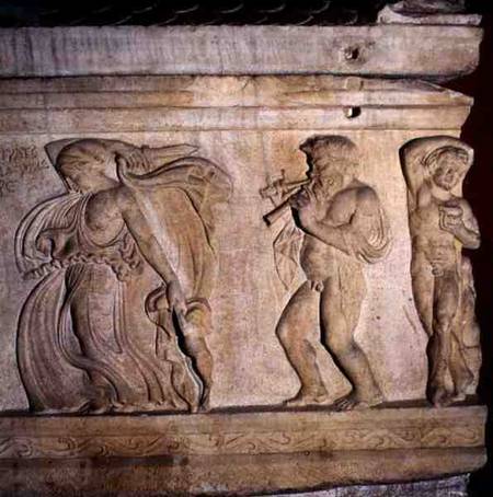 Detail of a sarcophagus possibly depicting Erato with putti a Anonimo