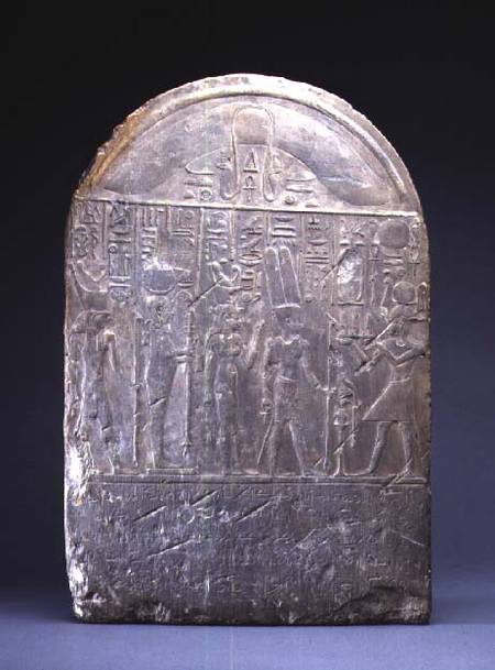 Donation stele, with texts in hieroglyphs and demotic a Anonimo