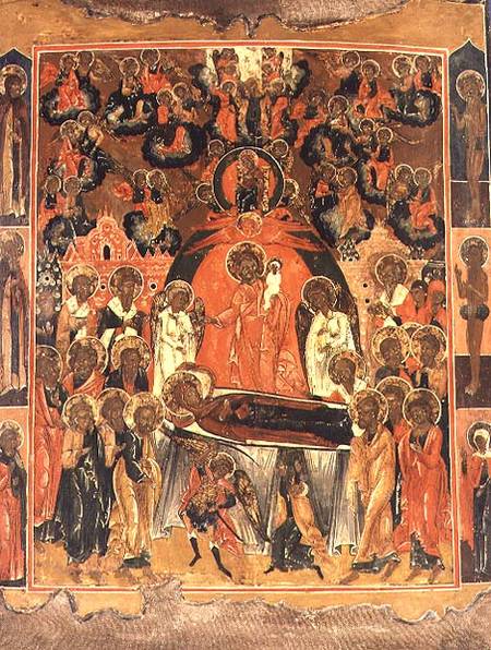 The Dormition and Assumption of the Mother of GodRussian icon from Moscow a Anonimo
