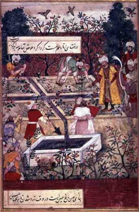 Emperor Babur and his architect plan the Bagh-i-Wafa near Jalalabad, from the 'Baburnama' (the 'Memo a Anonimo