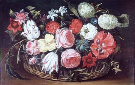Flowers in a basket a Anonimo