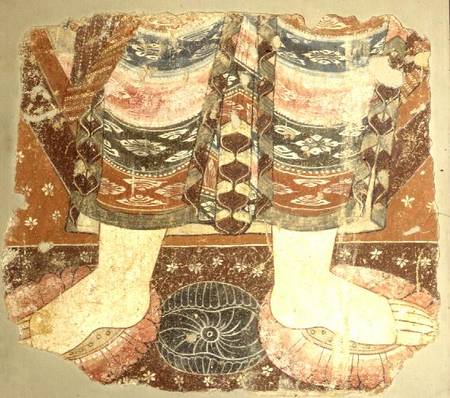 Fragment showing the Bodhisattva robe and feet (wall painting)Balawaste a Anonimo