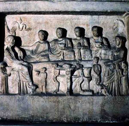 Funeral banquet scene from a stela relief Greek a Anonimo