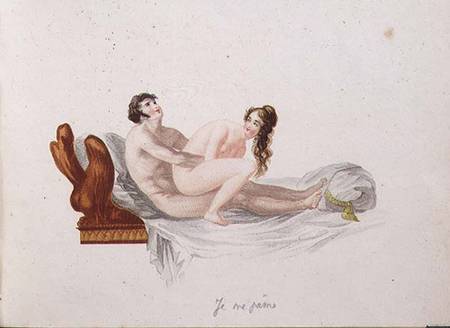 Illustration from "Les Extases de l'Amour (hand-coloured aquatint) a Anonimo