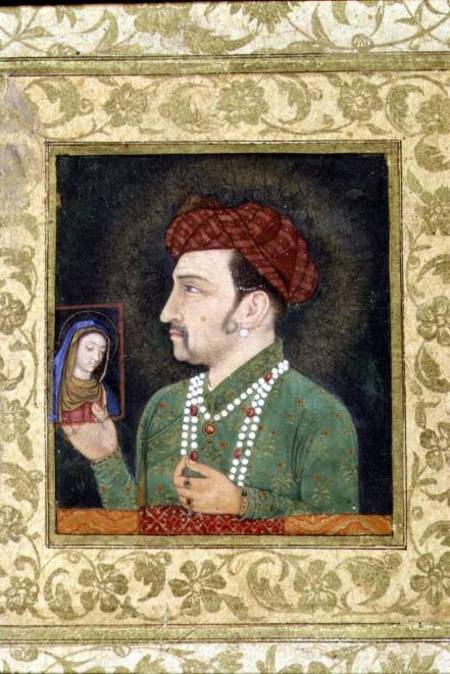 Jahangir holding a picture of the Madonna a Anonimo