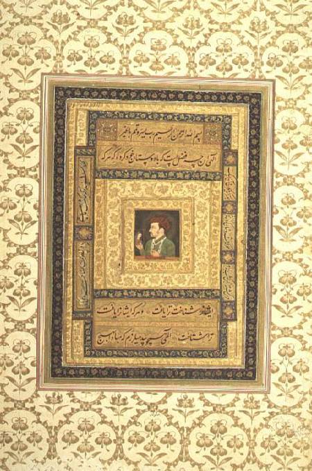 Jahangir holding a picture of the Madonna, inscribed in Persian: Jahangir Shah,Moghul a Anonimo