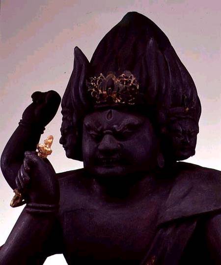 Large Figure of Kongoyasha Myo-o, detail of his head, Japanese,Nambokucho period a Anonimo