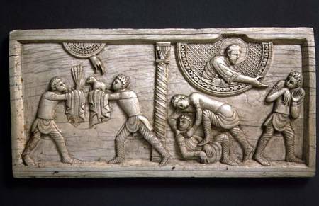 (LtoR) Cain and Abel offering sacrifices; the Murder of Abel; God banishes Cain once formed part of a Anonimo