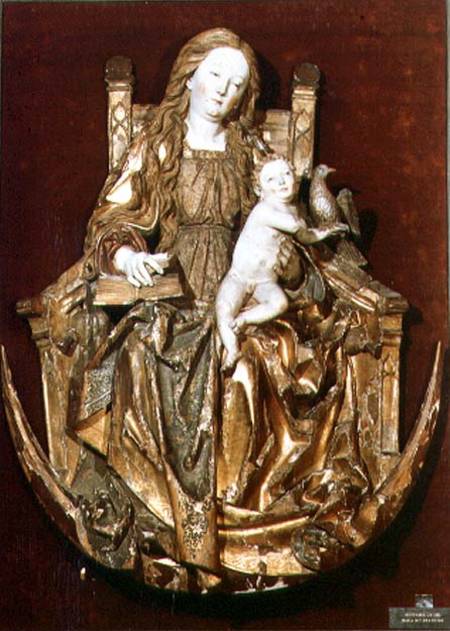Madonna and Child Enthroned above a crescent moon attributed to Niklaus Weckmann (1482-1526) a Anonimo
