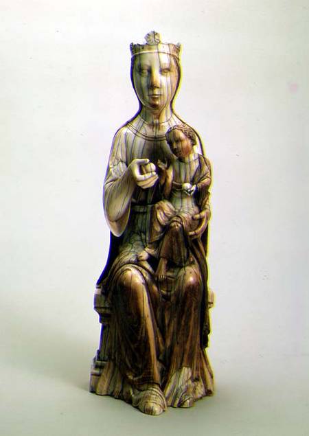 Madonna and Child, ivory statue,French a Anonimo