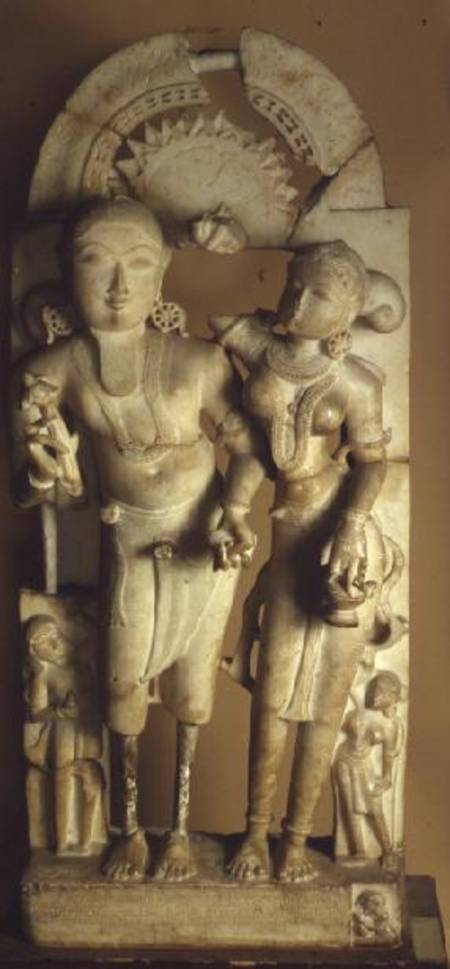 Marble memorial stone of Queen Kelachcha Devi, Gahadavala dynasty, Garh Alwar a Anonimo