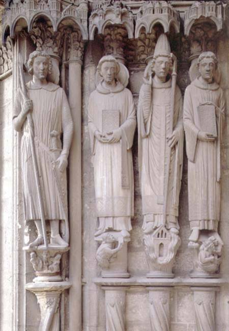 Four martyr saintscolumn figures from the west door of the south portal a Anonimo