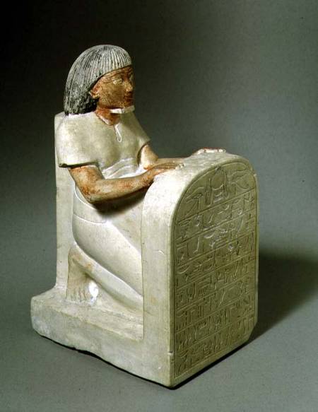 N508 Kneeling female figure holding a stela Egyptian a Anonimo