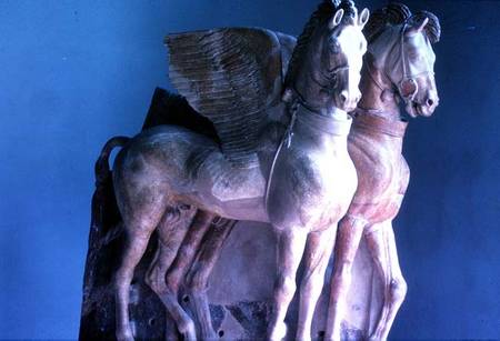 Pair of Winged Terracotta Horses, from the Temple of Tarquinia a Anonimo