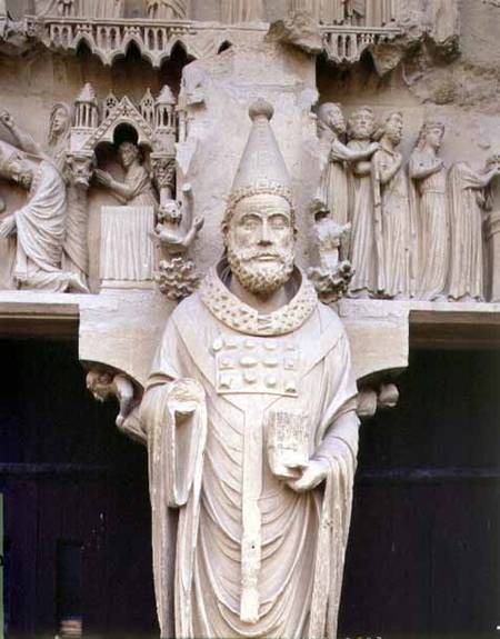 Pope Calixtus I (d.222) trumeau figure from the central 'Calixtus' Portal of the North transept a Anonimo
