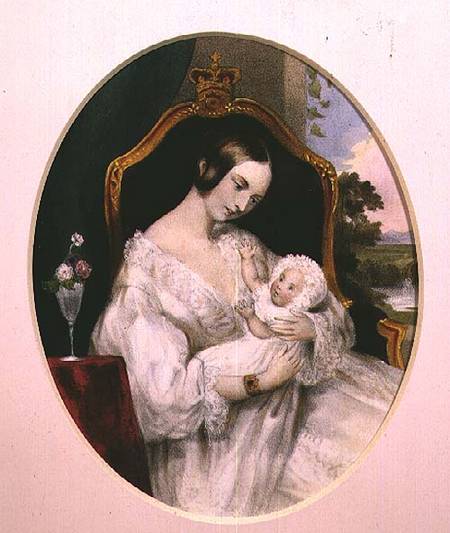 Queen Victoria with the Princess Royal as a baby a Anonimo