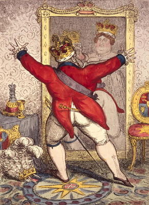 Reflection: To be, or not to be?, cartoon of King George IV of England (1762-1830), 1820 (print) a Anonimo