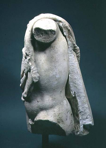 Roman marble torso of a satyr of faun (side view with skin draped over nearest shoulder) a Anonimo
