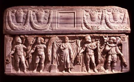 Sarcophagus depicting the deceased and the four seasons, from Carthage,Roman a Anonimo
