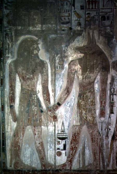 Seti I (1303-1290 BC) and Anubis in the Tomb of SetiDynasty XIX New Kingdom a Anonimo
