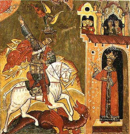 St.George and the DragonUkranian icon a Anonimo