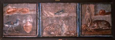 Still Life of Birds, a Lobster and a Rabbit,from Herculaneum a Anonimo