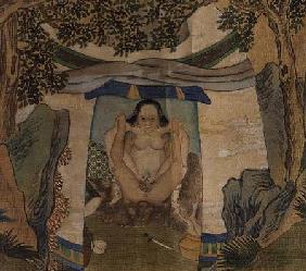 Erotic depiction of lovers in a tent, from a series depicting the lives of Mongol Horsemen
