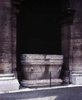 The inner courtyard detail of the original sarcophagus from the tomb of Cecilia Metella