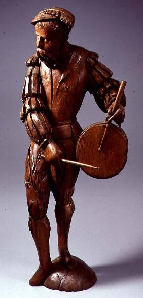 Large figure of a musician with a drum, possibly a Swiss mercenary,North European